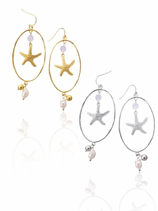 Custom Jewelry - Oval Pearl Starfish Earrings